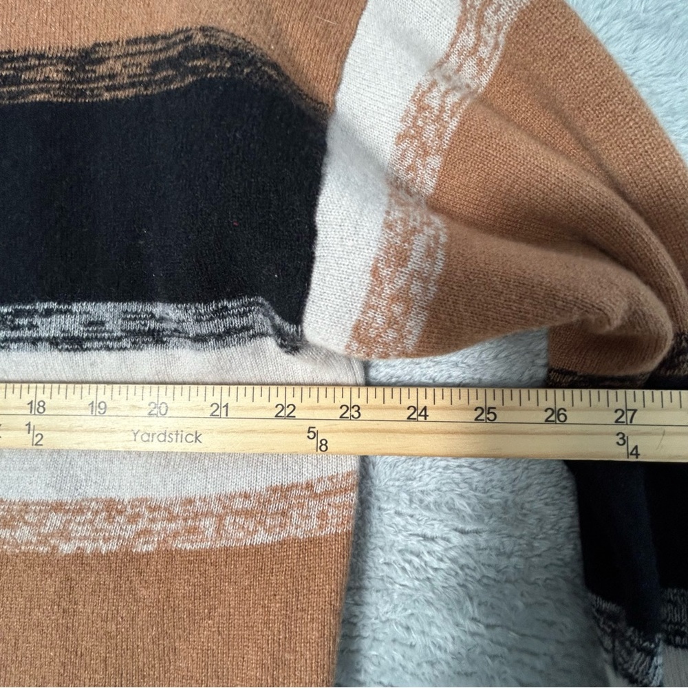 Garnet Hill Easy Cashmere Pocket Sweater Womens Large Striped Cozy Luxury Boxy - Picture 4 of 12